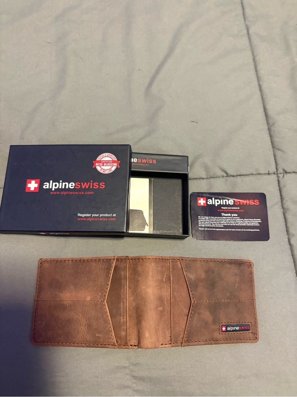 Alpine Swiss Brown Leather Card & Key Holder